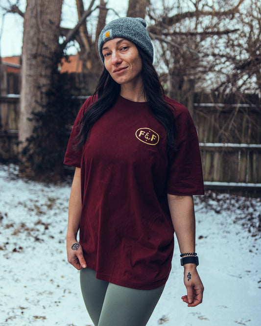 Fit & Faded Open Heart Open Mind Tee - Maroon